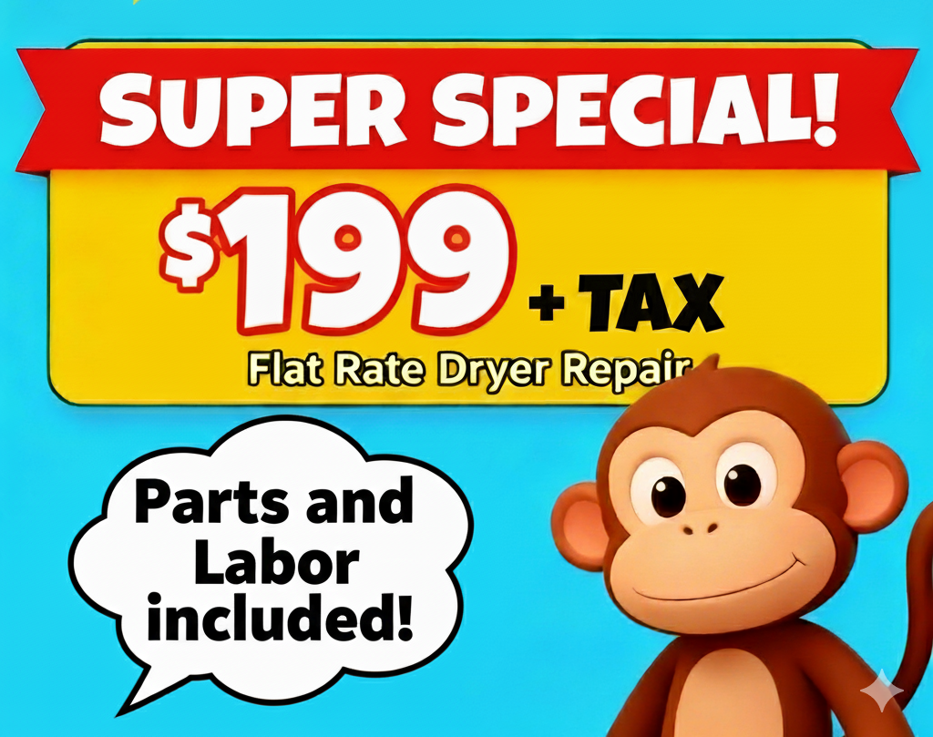 Super Special - $199 + Tax Flat Rate Dryer Repair - Parts and Labor Included